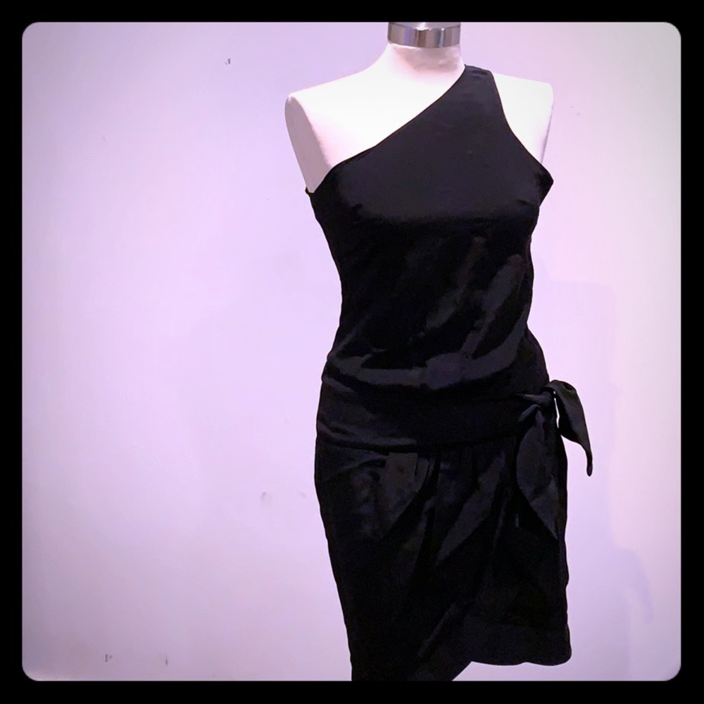 Black silk Reiss one shouldered dress